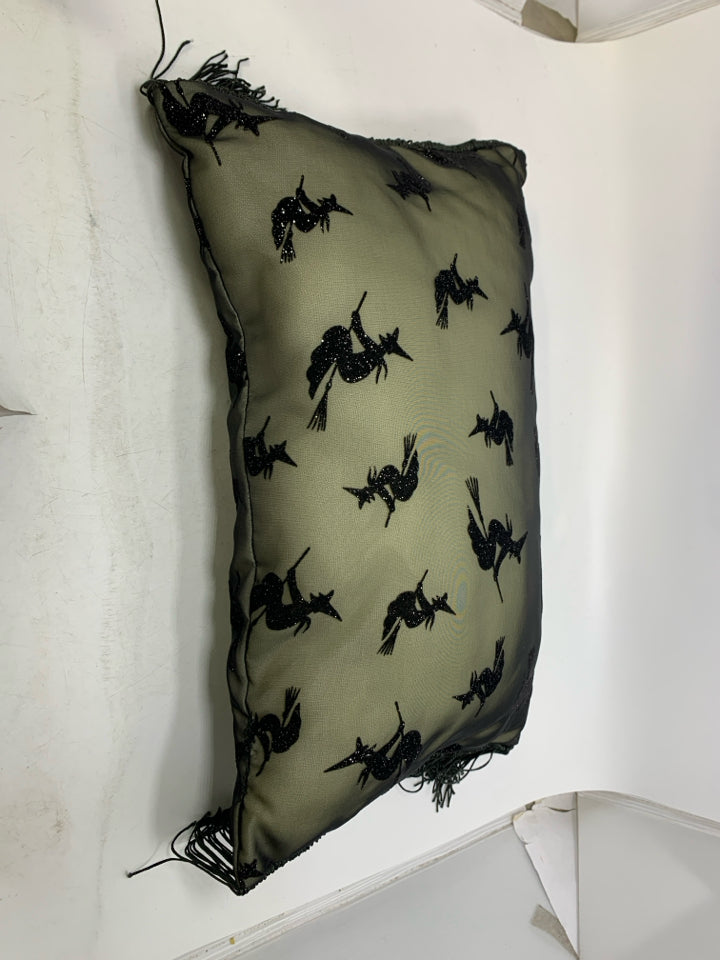 SPARKLE WITCH SMALL PILLOW W/ TASSELS.