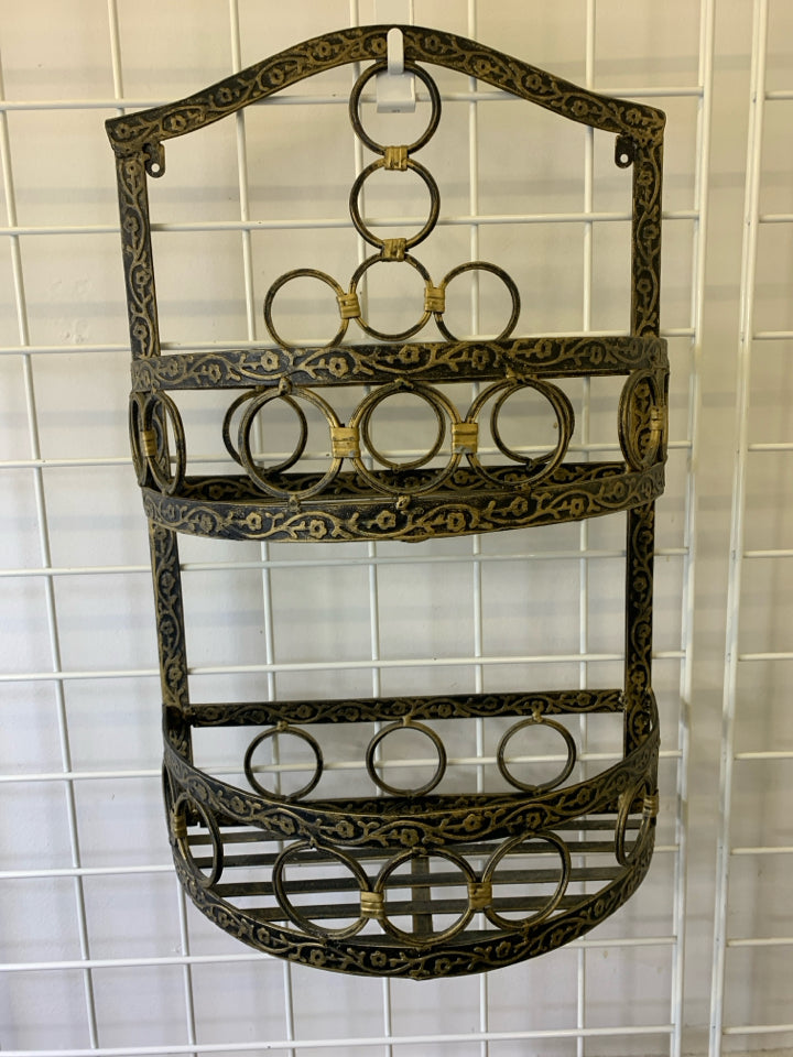 2 TIER GOLD/BLACK METAL SHELF.
