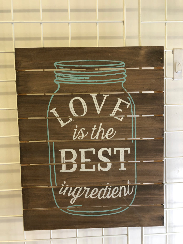 WOOD SLATED LOVE IS THE BEST WALL ART.