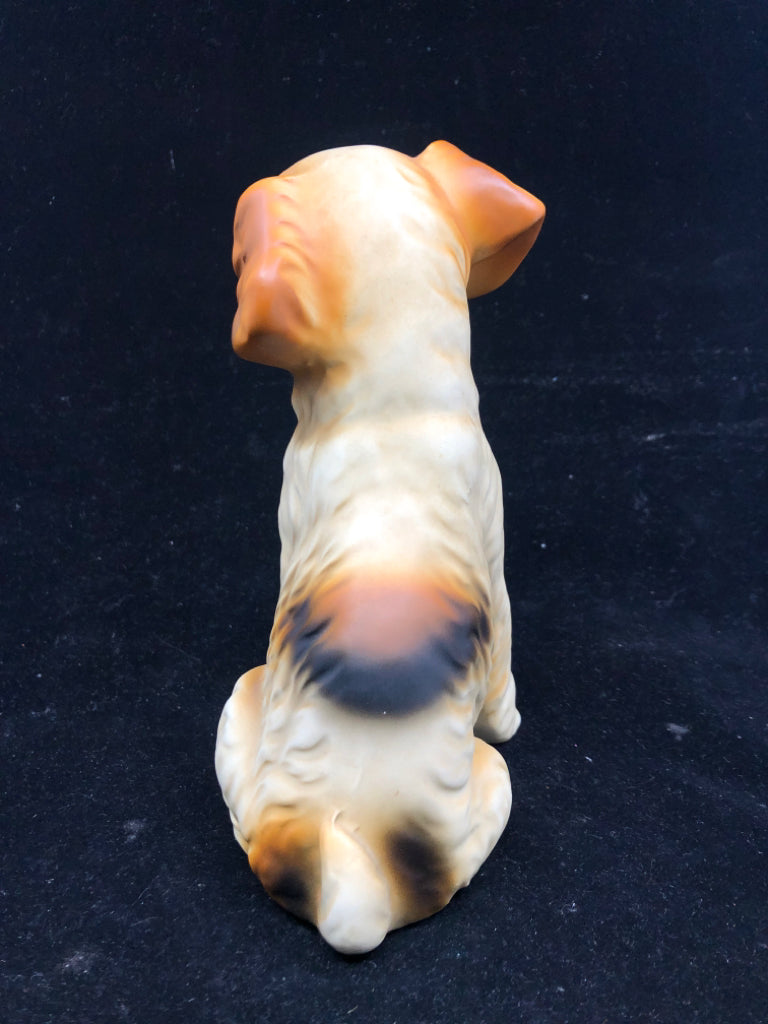 VTG BLACK ORANGE CERAMIC DOG FIGURE.