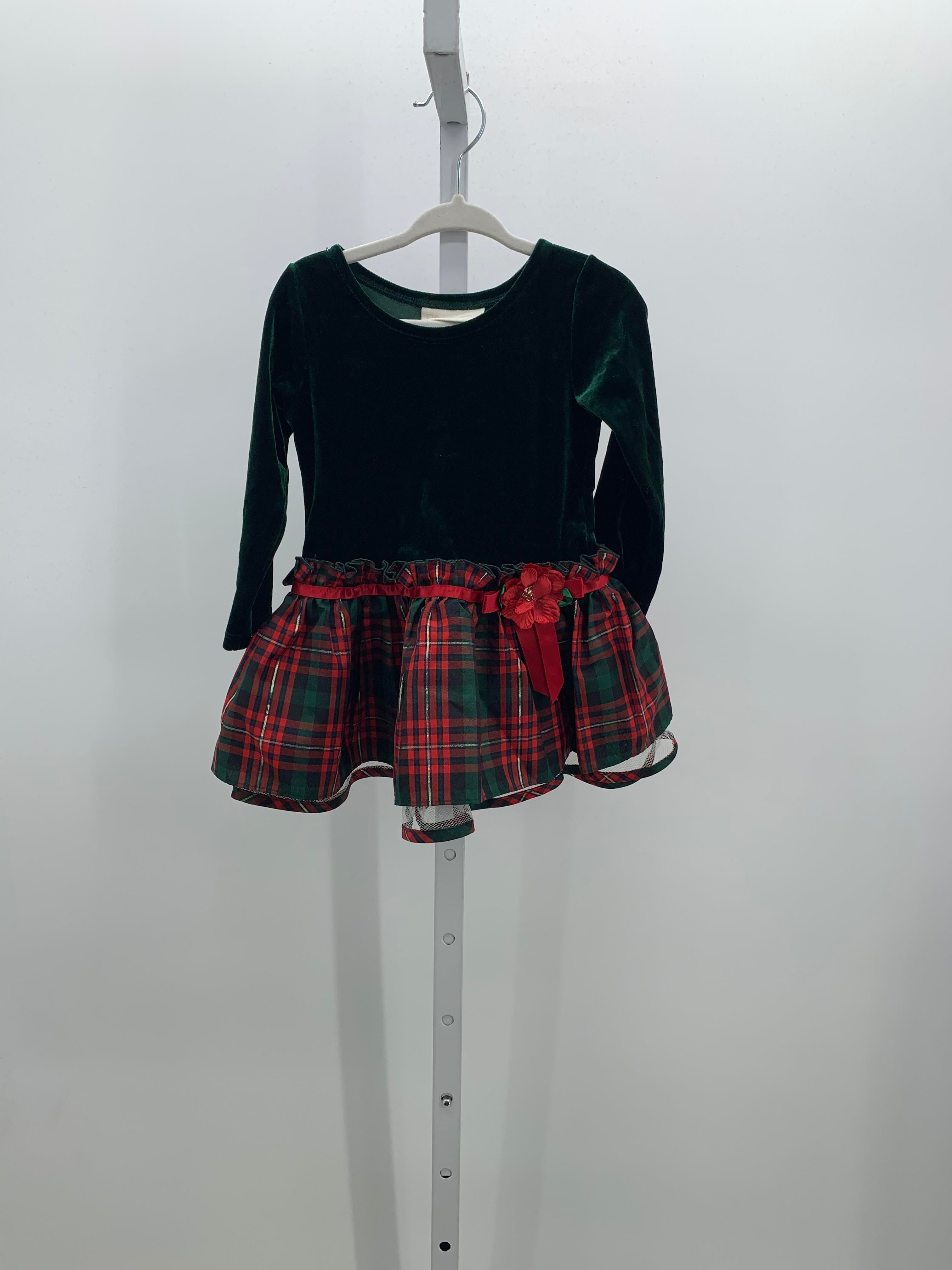 RED GOLD PLAID LONG SLV DRESS