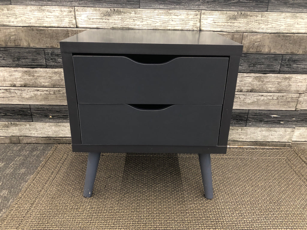 NAVY NIGHTSTAND W/2 DRAWERS.