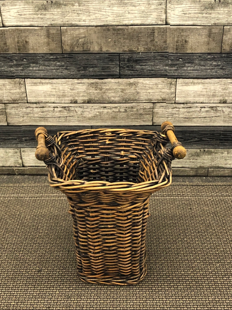 DARK WOVEN UMBRELLA HOLDER BASKET-W 2 HANDLES.
