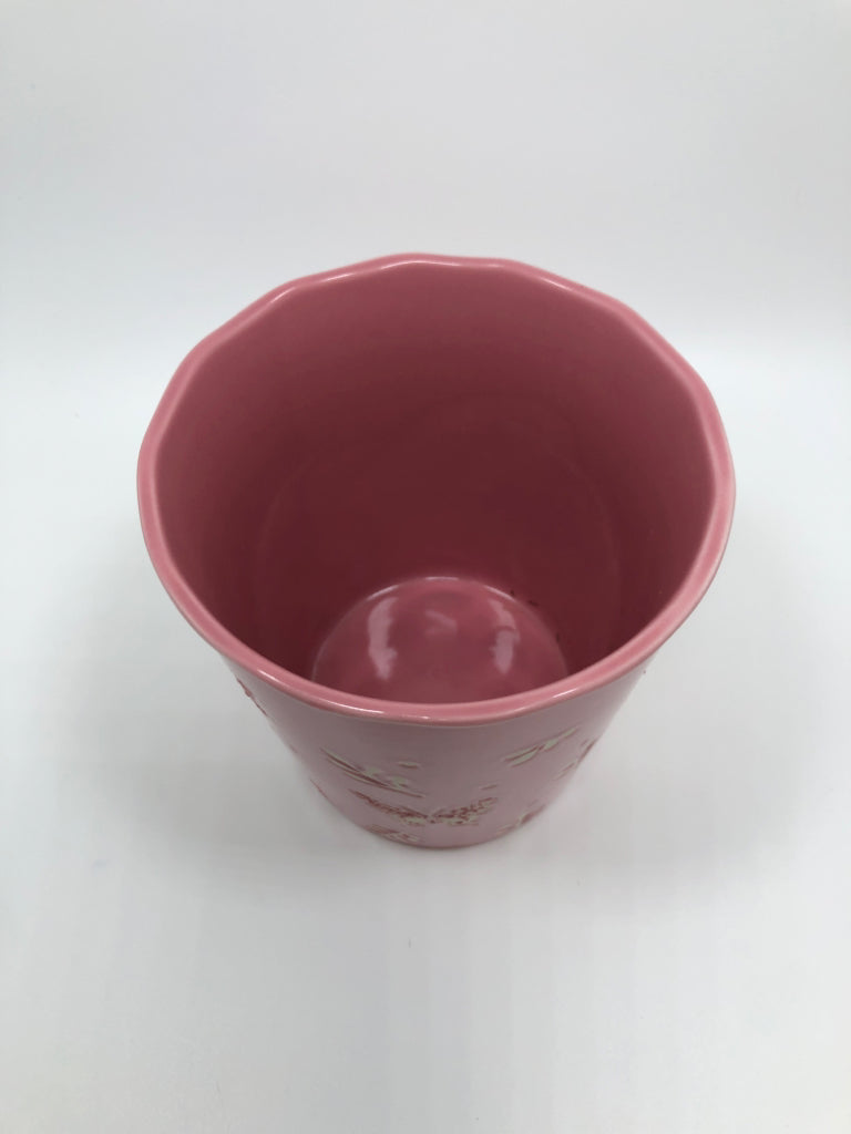 PINK BUTTERFLY CERAMIC PLANTER.