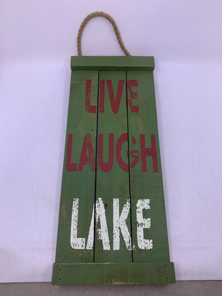 WOOD PAINTED LIVE,LAUGH LAKE WALL ART.