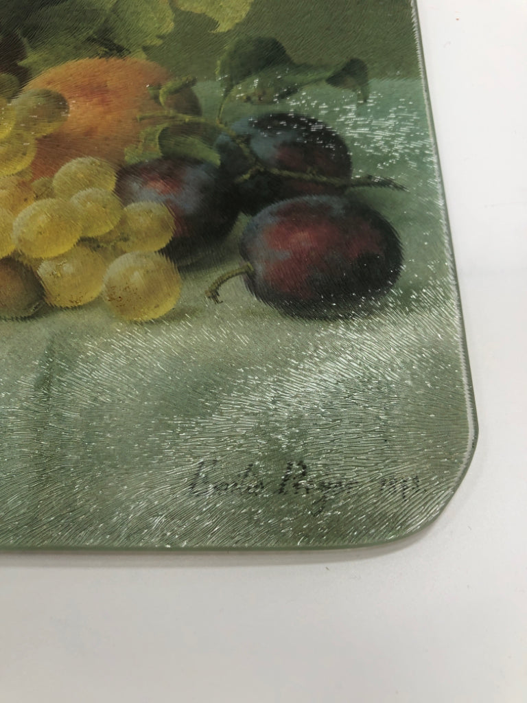 APPLES & GRAPES STILL-LIFE CUTTING BOARD.