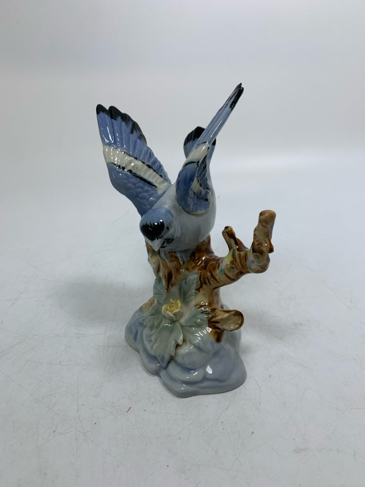 CERAMIC BLUE JAY ON BRANCH.