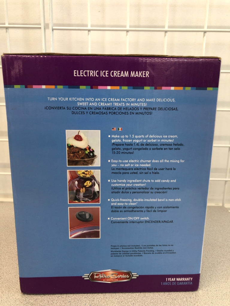 NIB ELECTRIC ICE CREAM MAKER.