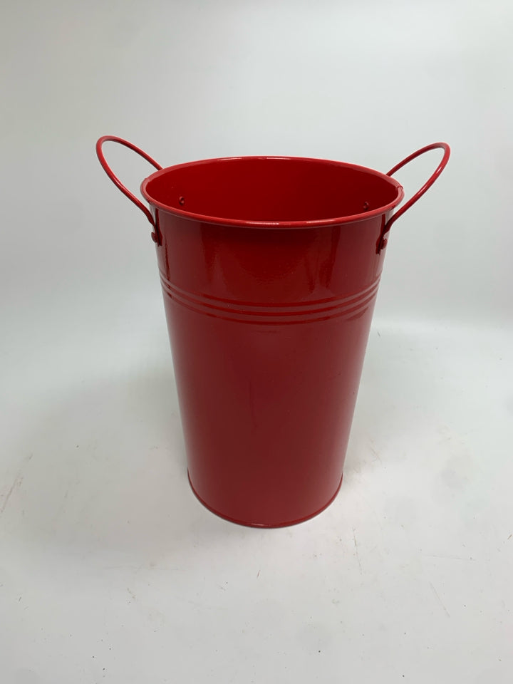 RED METAL BUCKET.