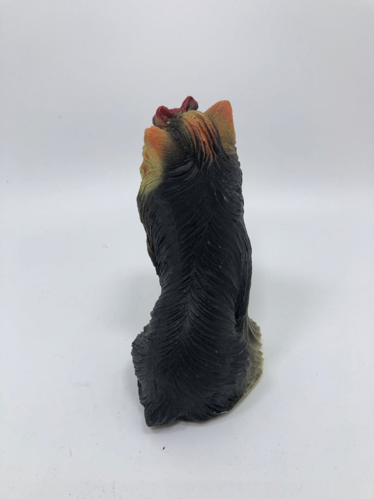DOG W/ RED BOW FIGURINE.