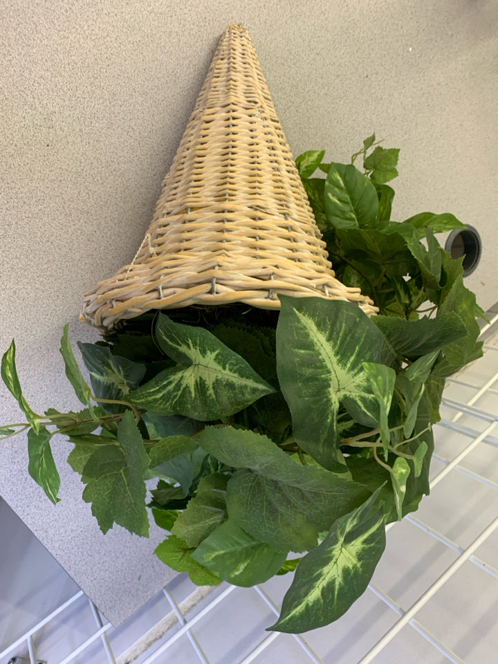 FAUX FERN IN WHITE CONE.