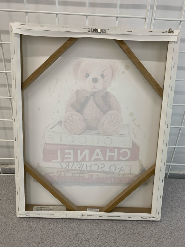 BEAR ON GLITTER BOOK STACK PRINT.