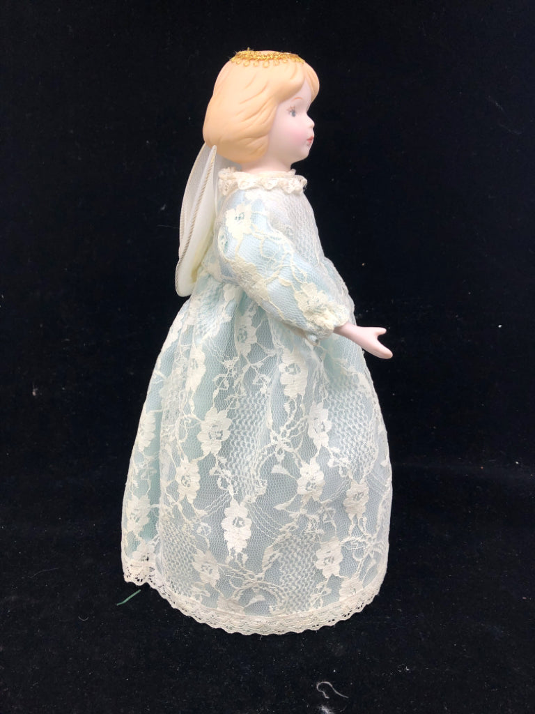 ANGEL TREE TOPPER IN BLUE DRESS.