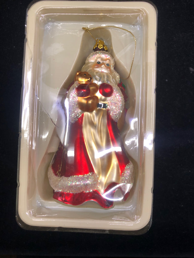 PARTYLITE FATHER CHRISTMAS ORNAMENT IN BOX.