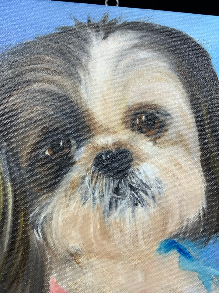 DOG IN BLUE BACKGROUND WALL ART.