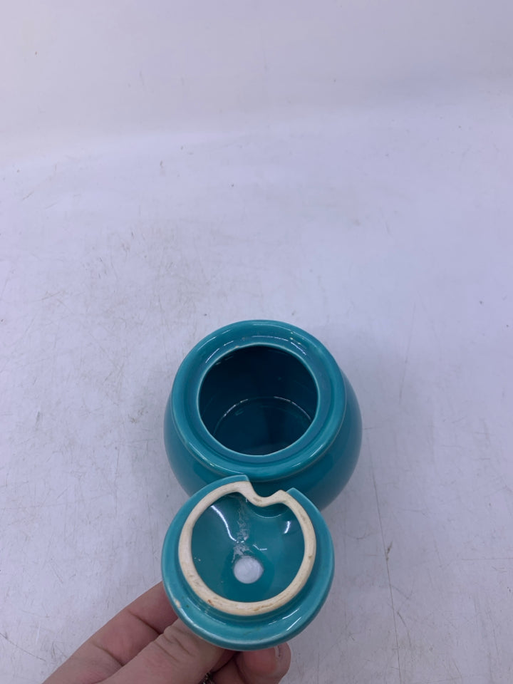 AQUA CERAMIC SUGAR BOWL.