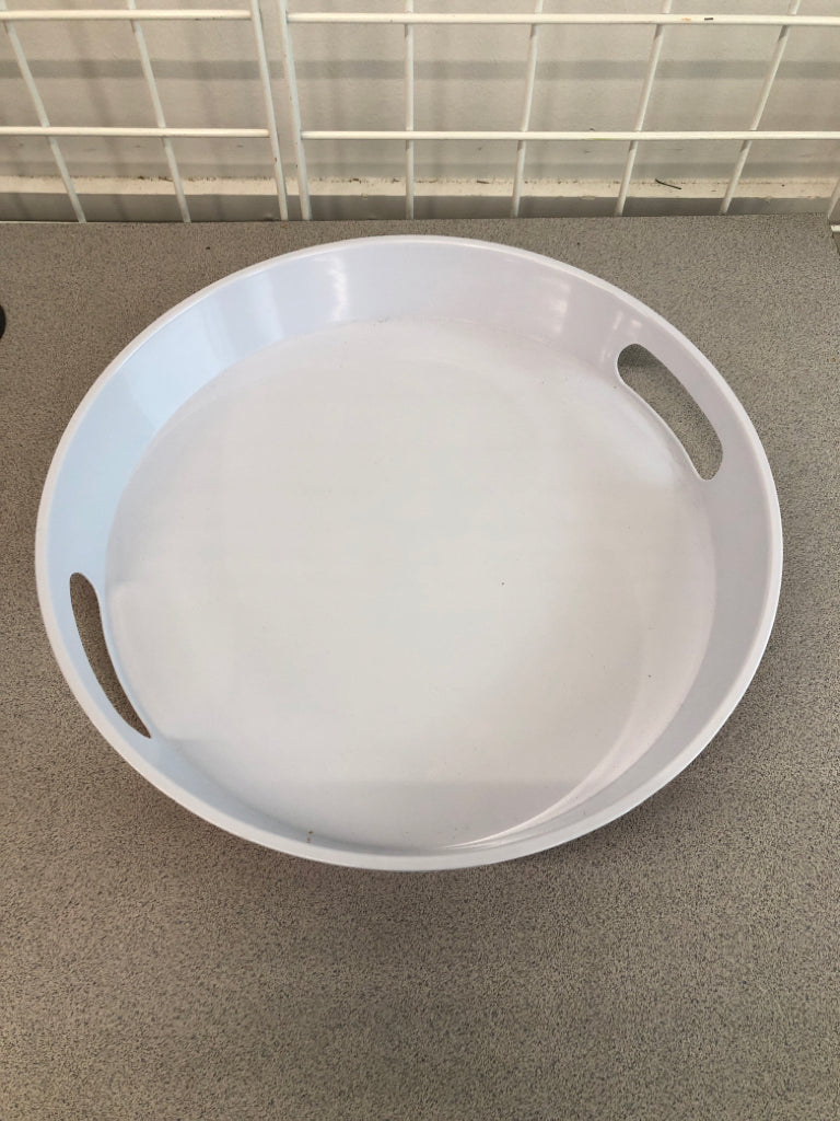 LARGE ROUND TRAY RED WHITE POLKA DOT MELAMINE.