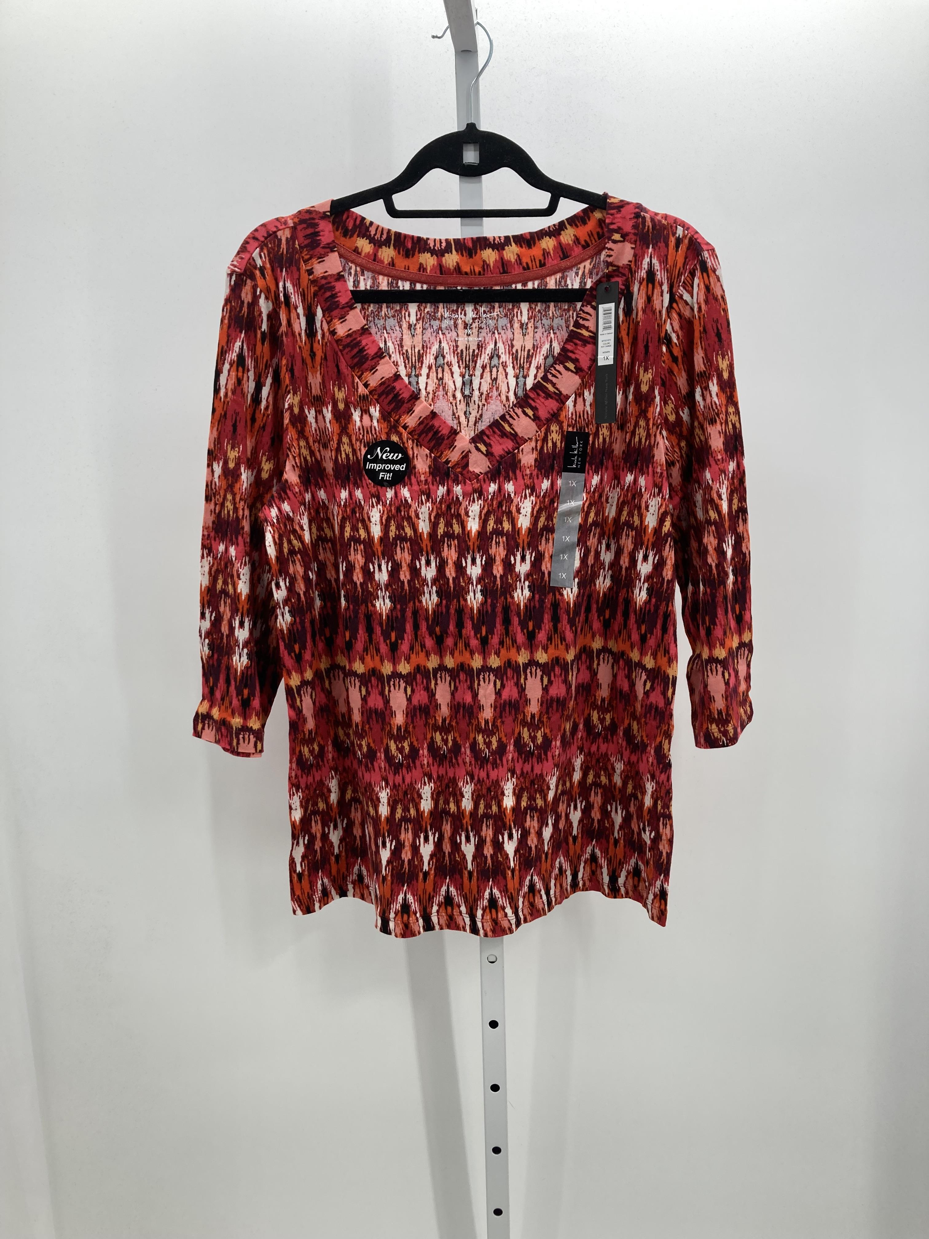 Nicole Miller Size 1X Womens 3/4 Sleeve Shirt