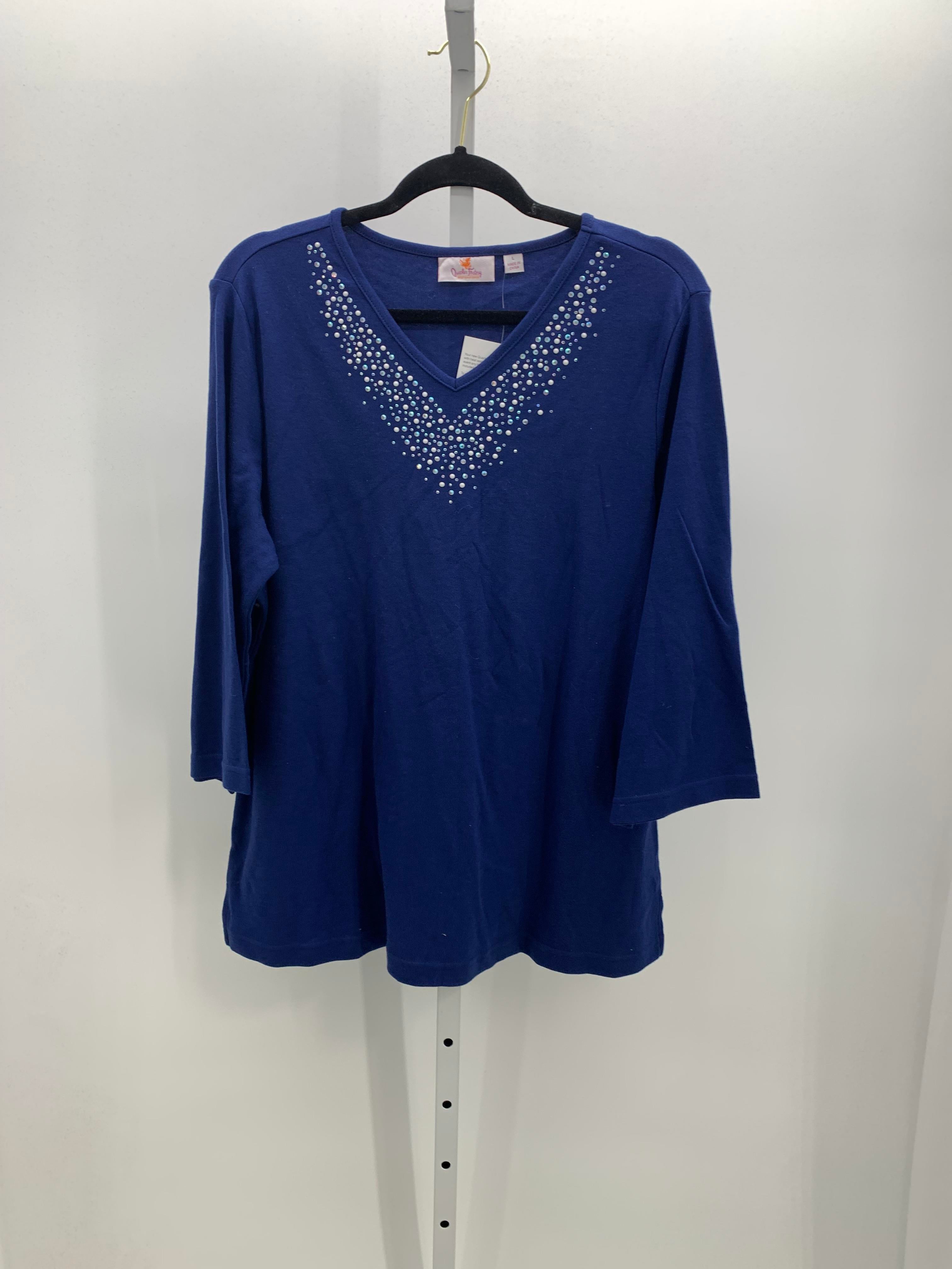 Quacker Factory Size Large Misses 3/4 Sleeve Shirt
