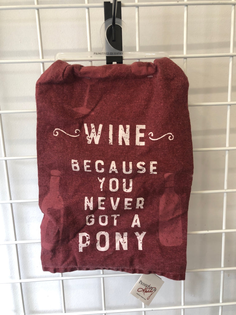 NIP RED WINE DISH TOWEL.