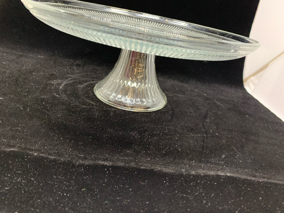 CLEAR GLASS PEDESTAL CAKE PLATE W/DOME.
