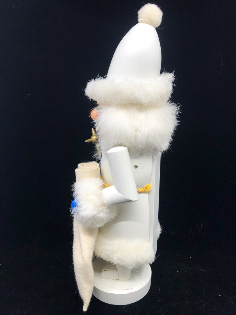 VINTAGE WHITE SNOW KING NUT CRACKER- GERMANY.