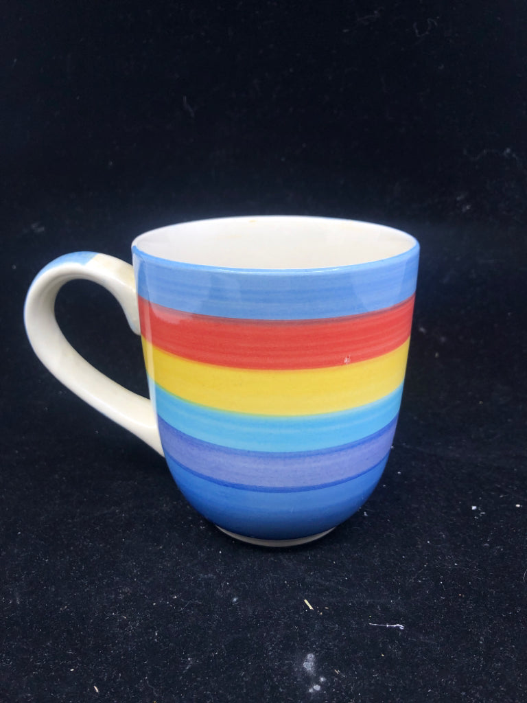 12 PC RAINBOW PATTERN SERV FOR 4- 4 DINNER PLATES, 4 BOWLS, 4 MUGS.