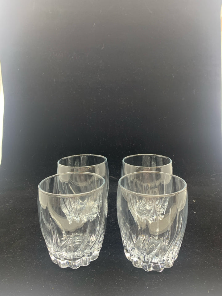 4 CUT GLASS SHORT GLASSES.