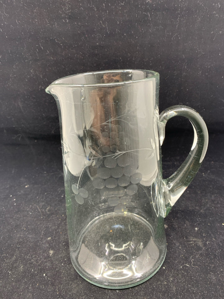 HEAVY ETCHED GRAPES PITCHER.