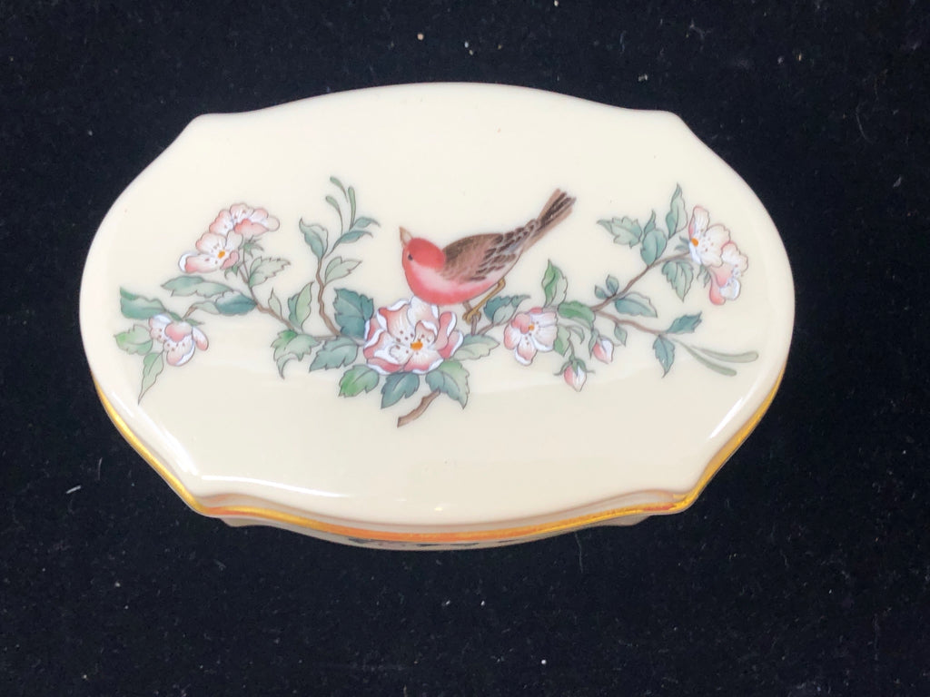 LENOX TRINKET BOX W BIRDS AND FLORAL.