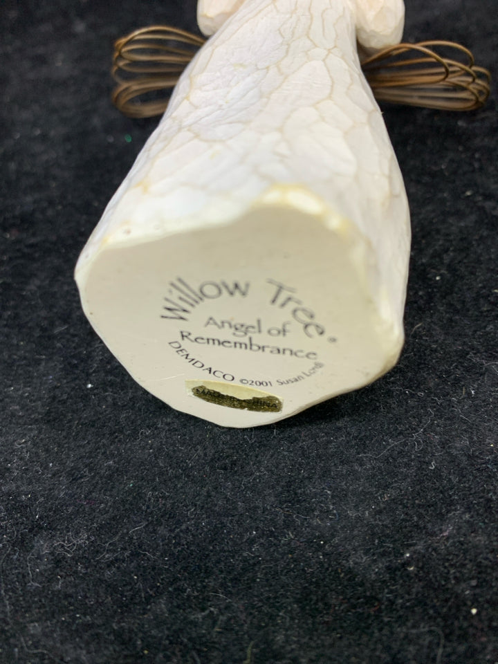 "ANGEL OF REMEMBRANCE" GIRL HOLDING GREEN LEAVES-WILLOW TREE.