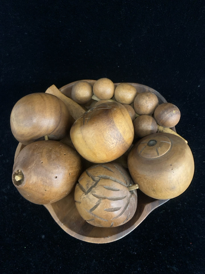 VTG WOOD FRUIT + BOWL