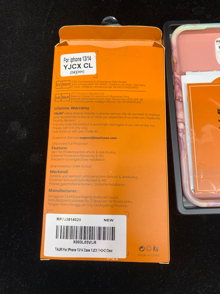 NIB TAURI BLUE&PINK MARBLE IPHONE 13/14 PHONE CASE.