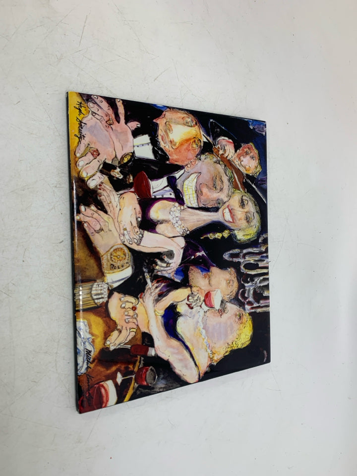 ABSTRACT PEOPLE SMILING PLAYING POKER DRINKING.