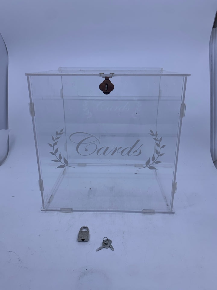 CLEAR CARD BOX W LOCK AND KEY.