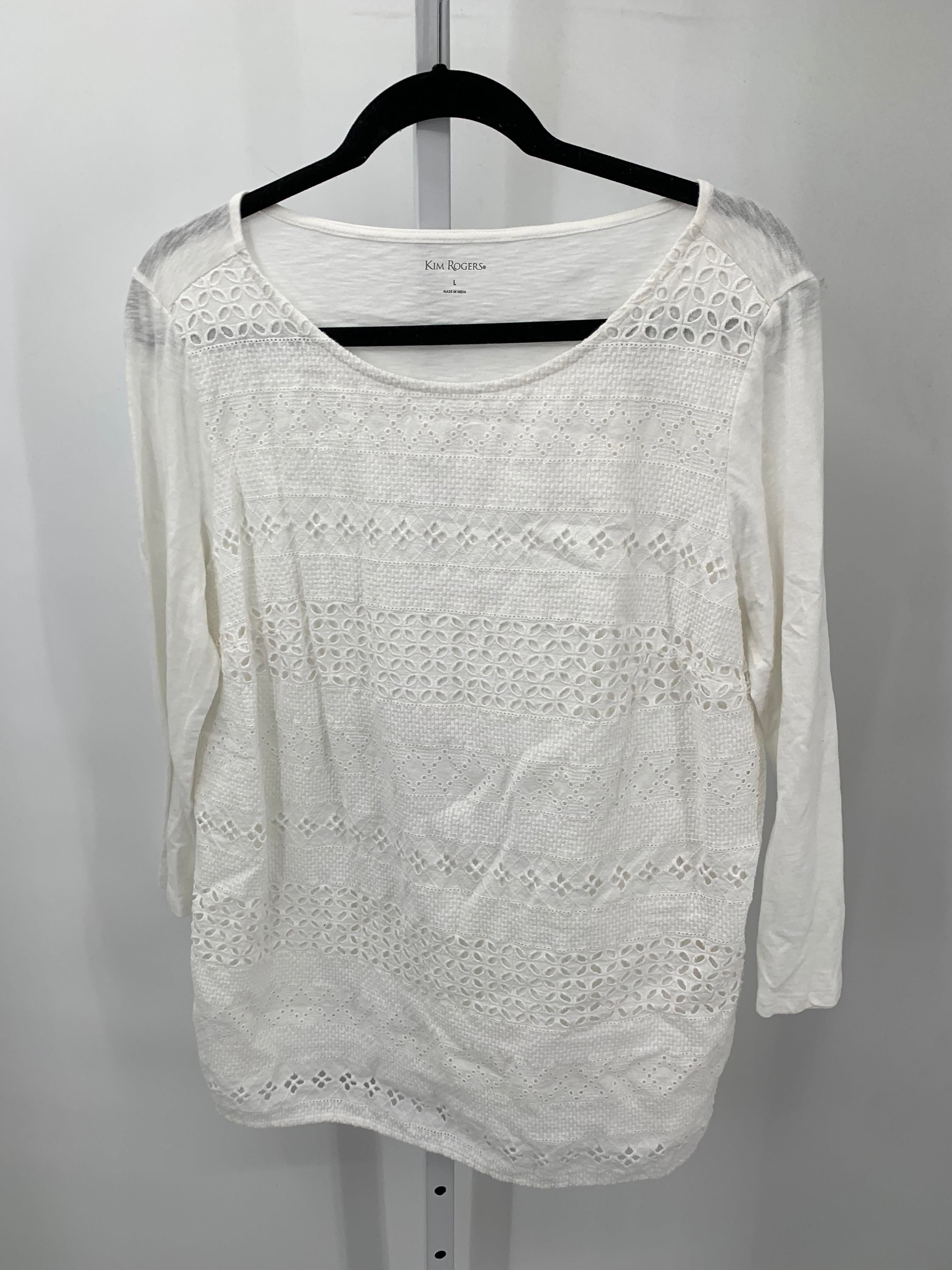 Kim Rogers Size Large Misses 3/4 Sleeve Shirt