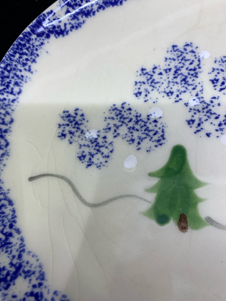 OVAL SNOWMAN FAMILY SERVING DISH.