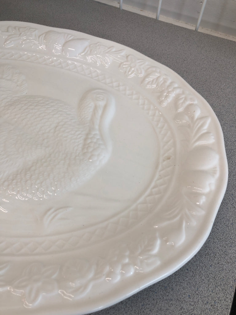 CERAMIC TURKEY SERVING PLATTER.