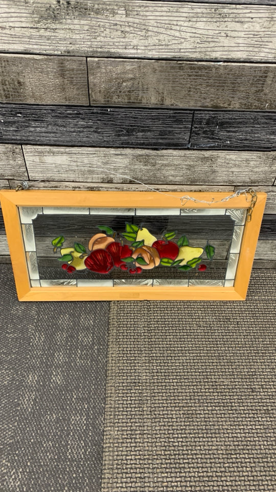 APPLE STAINED GLASS STYLE FRAMED WALL ART.