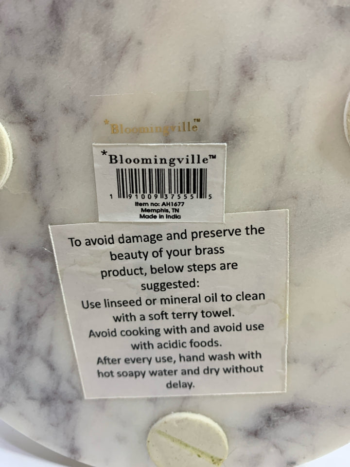 HEAVY MARBLE PAPER TOWEL HOLDER W/GOLD BLOOMINGVILLE.