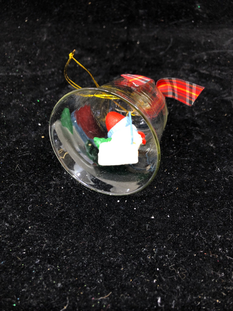GLASS SNOWMAN BELL.