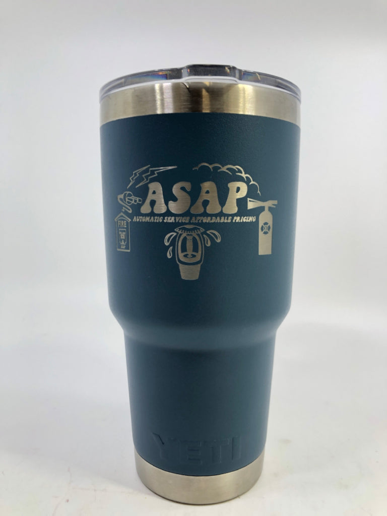 BLUE CUSTOM LOGO "ASAP" YETI TUMBLER.