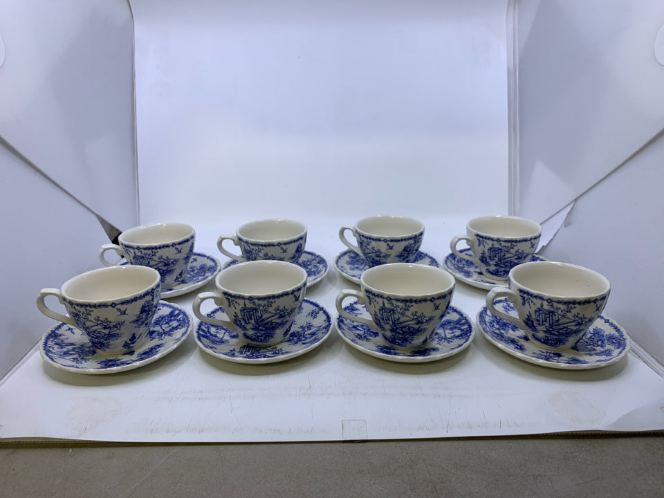 16 PC BLUE/WHITE 4 ASSORTED THEME.