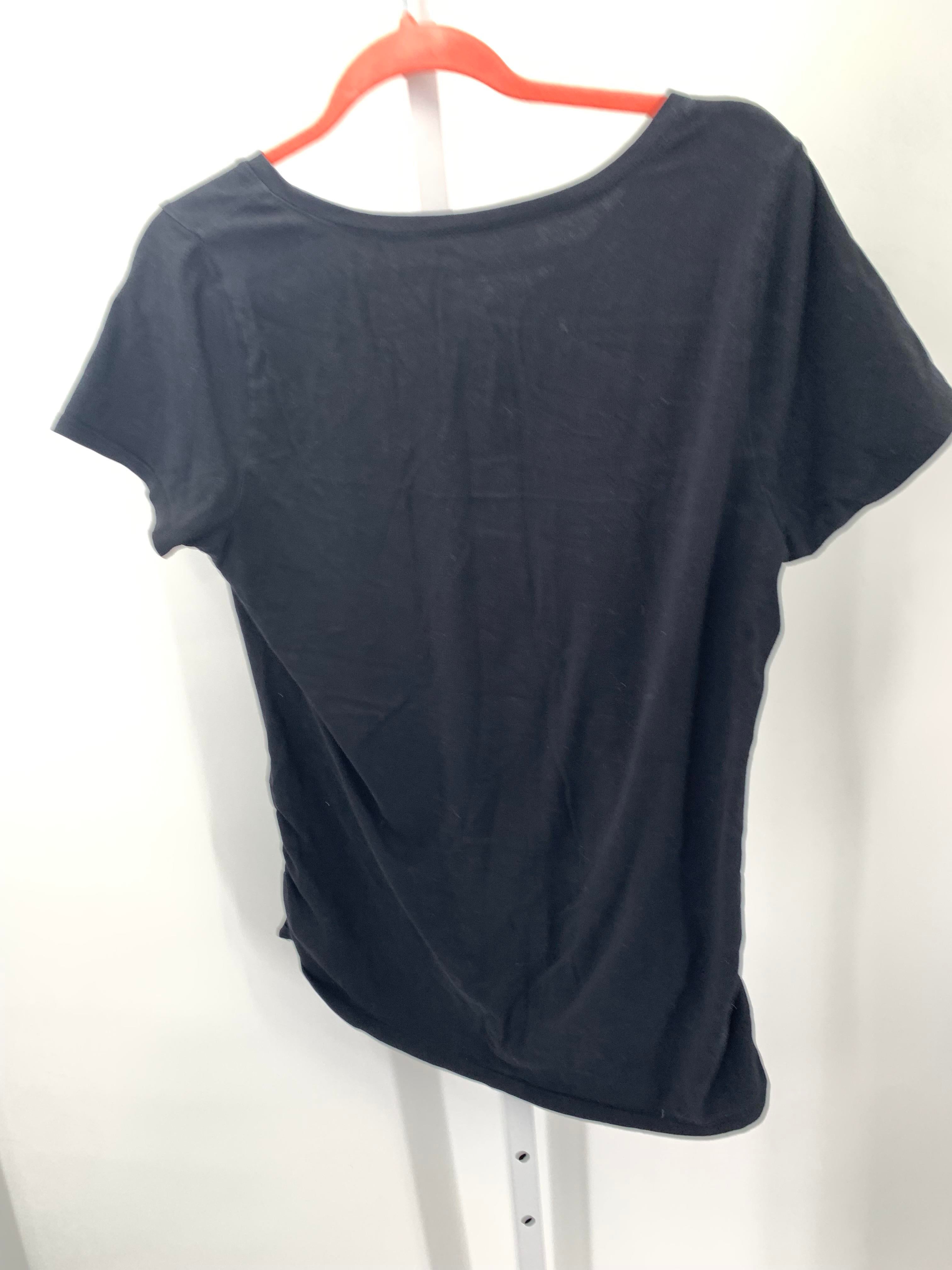 Black Size Large Maternity Short Sleeve Shirt