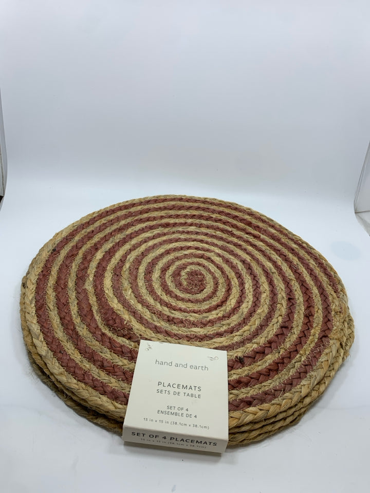 NIP 4 HAND & EARTH RED SWIRL PLACEMATS.