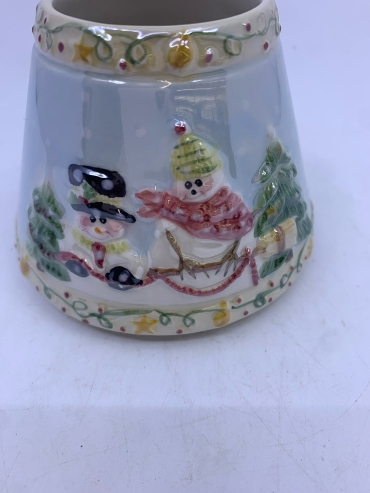 2PC SNOWMAN CANDLE SHADE W PLATE.