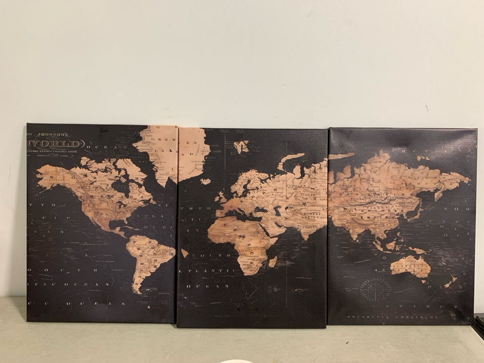 3PC WORLD MAP CANVAS.