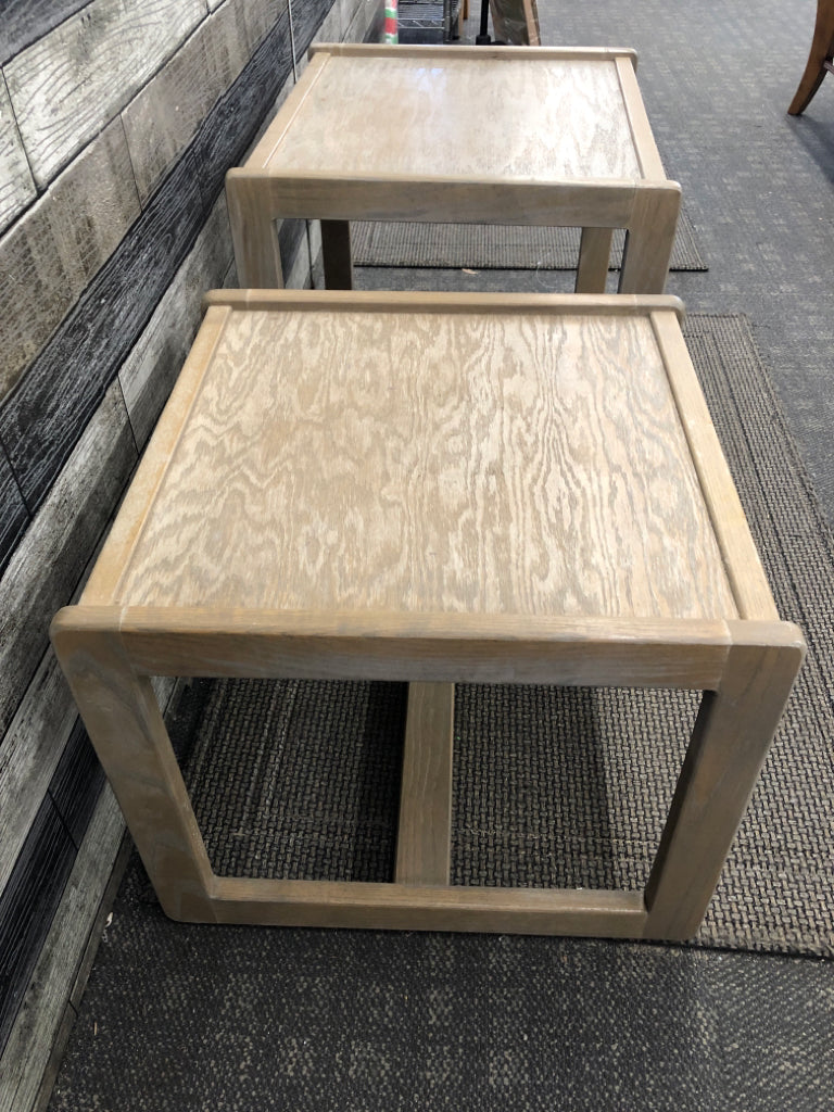 2 GREY WASHED NESTING TABLES.