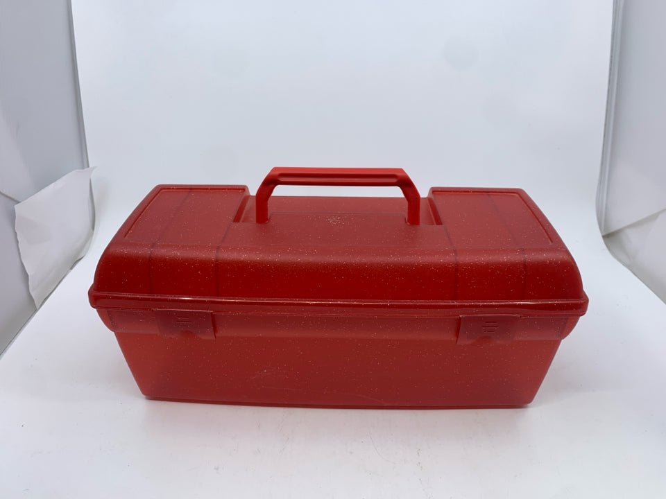 RED GLITTER ORGANIZER W HANDLE.