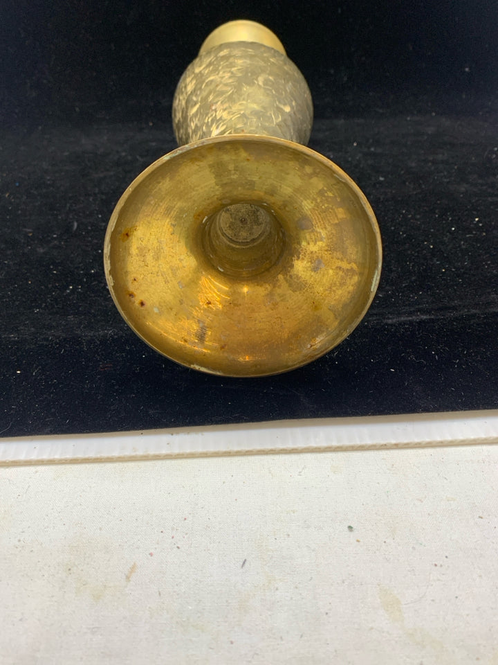 BRASS ETCHED VASE.